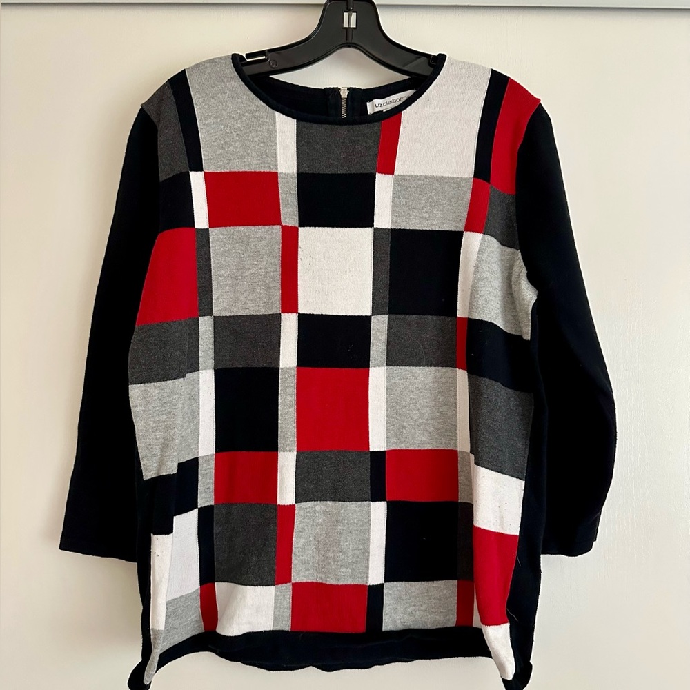 Liz Claiborne Muli-Colored Back Zip Sweater Sz 12